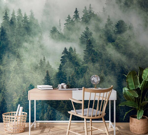Bosque de árboles con niebla Bosque de árboles con niebla