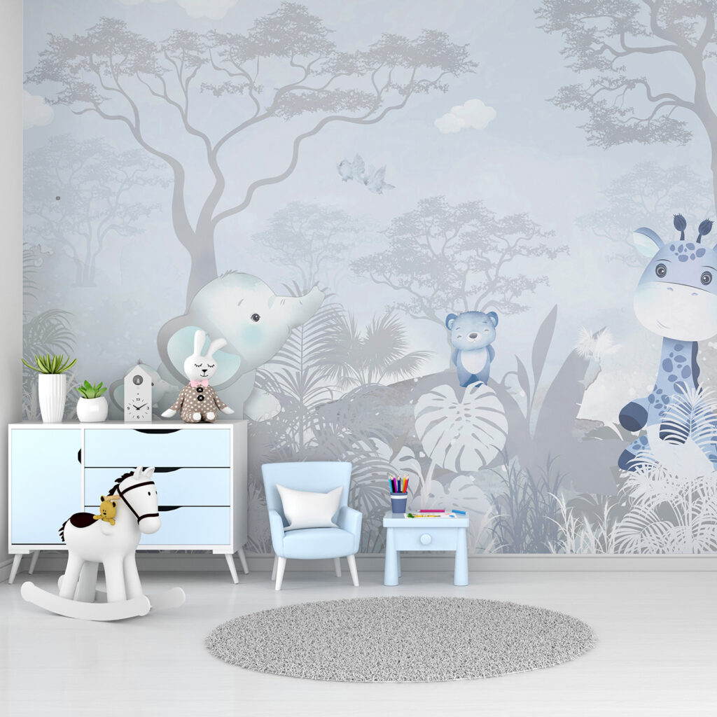 A group of animals in a forest