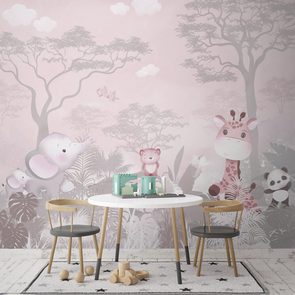 A group of animals in a forest