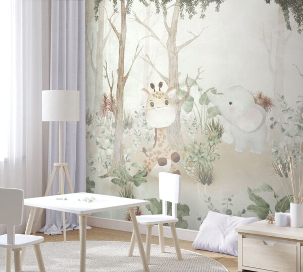 Wallpaper with animals in the forest