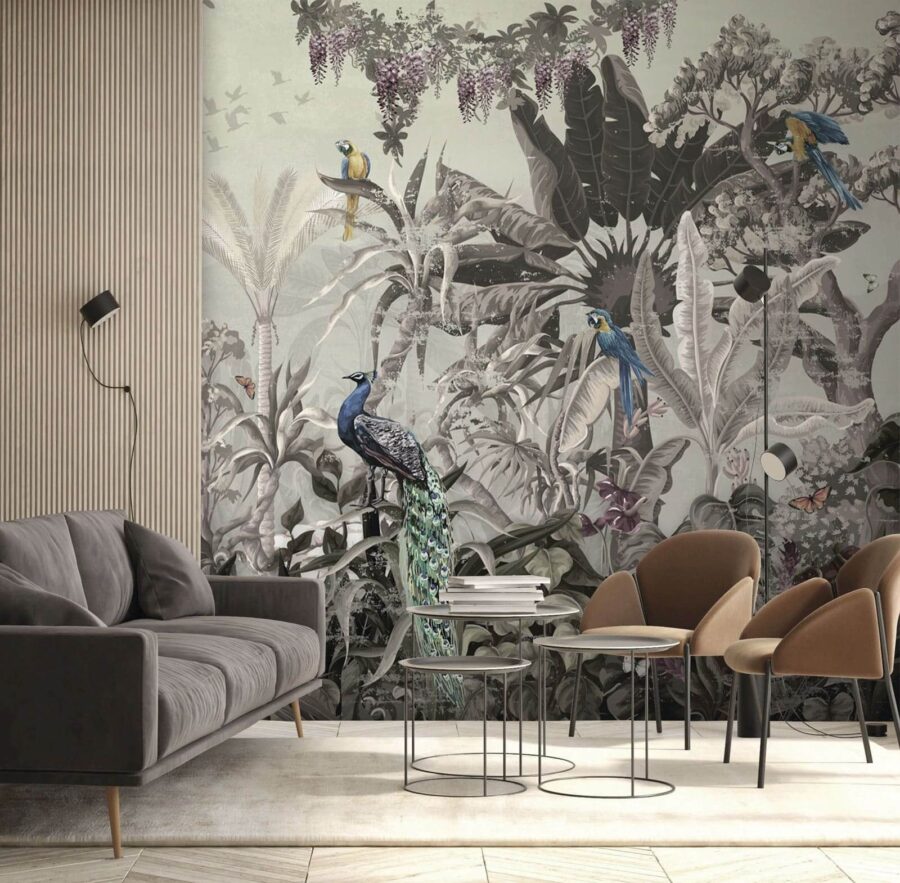 Mural de aves y plantas