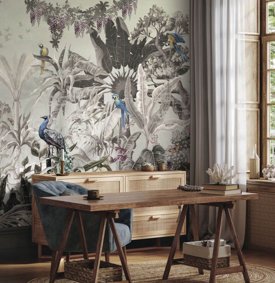 Mural de aves y plantas