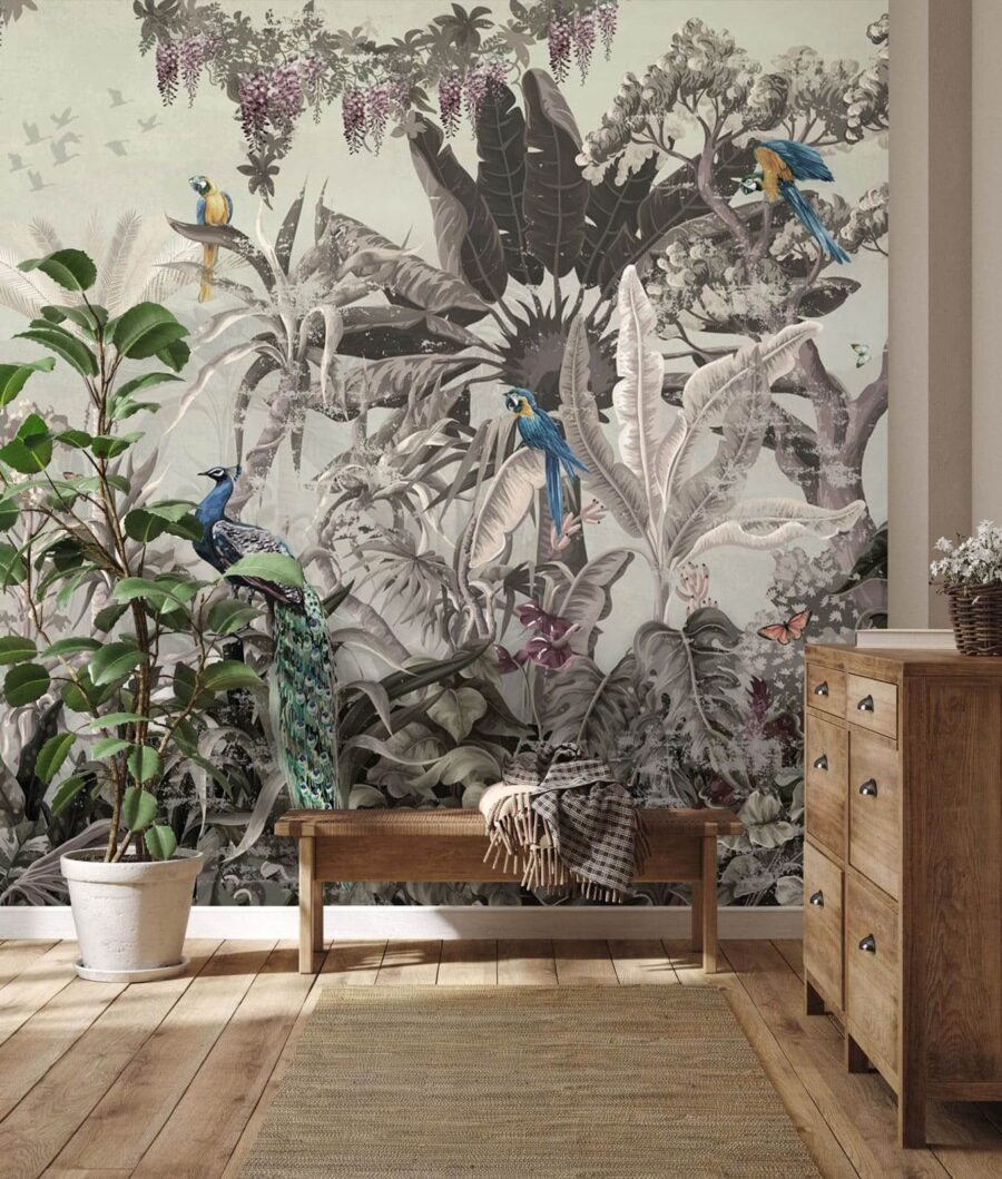 Mural de aves y plantas