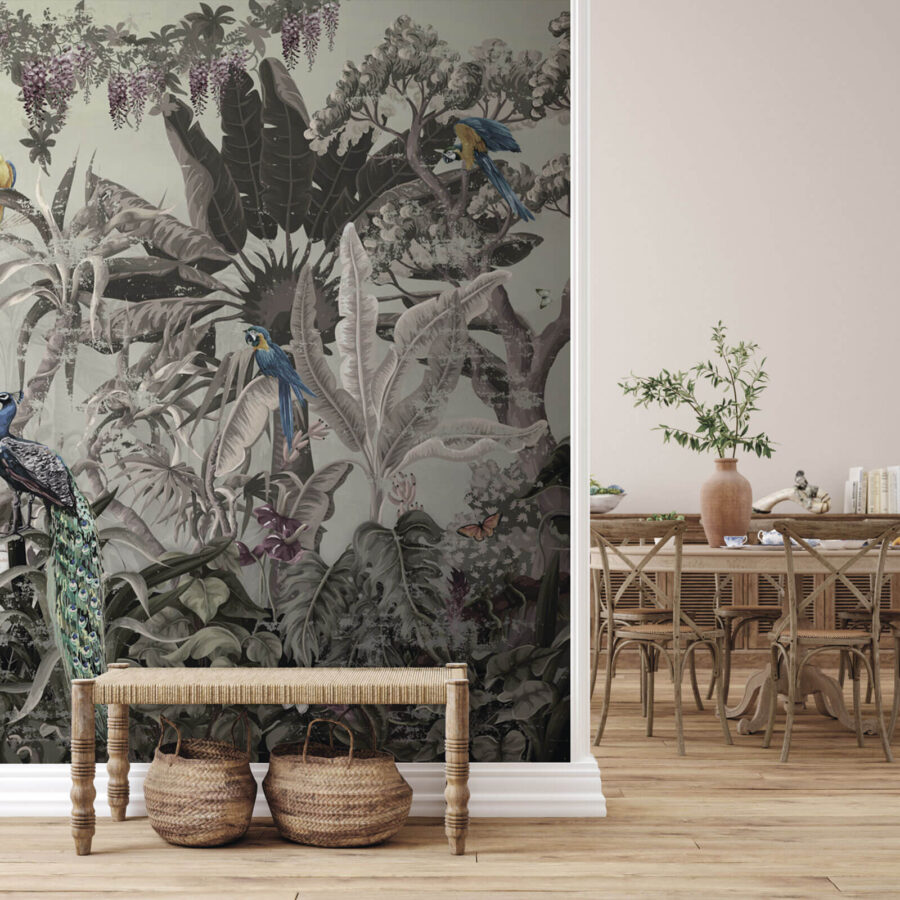 Mural de aves y plantas