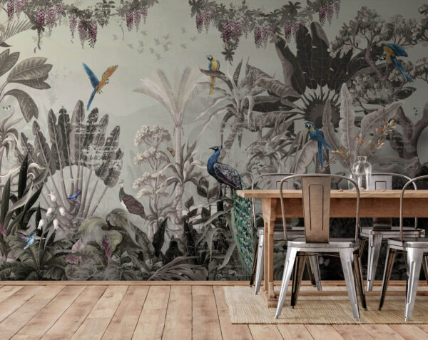 Mural de aves y plantas Mural de aves y plantas