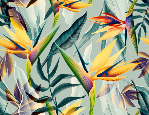 Flores y hojas de colores Flores y hojas de colores