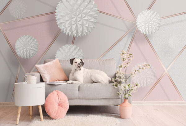 Diseño geométrico en blanco y rosa Diseño geométrico en blanco y rosa
