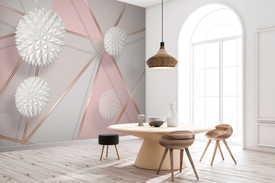 Diseño geométrico en blanco y rosa