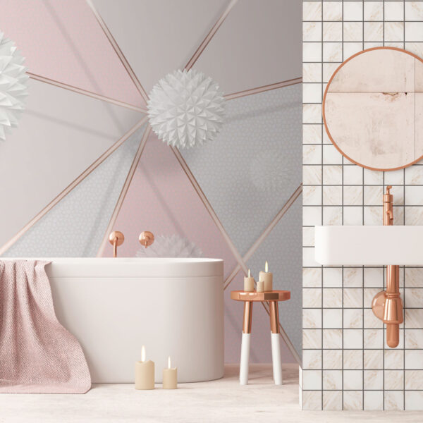 Diseño geométrico en blanco y rosa Diseño geométrico en blanco y rosa