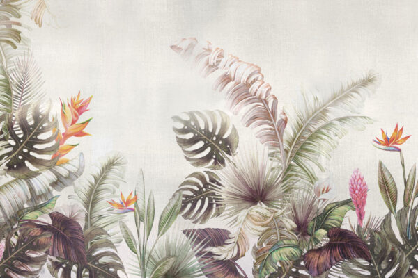 Follaje y flores tropicales vibrantes. Follaje y flores tropicales vibrantes.