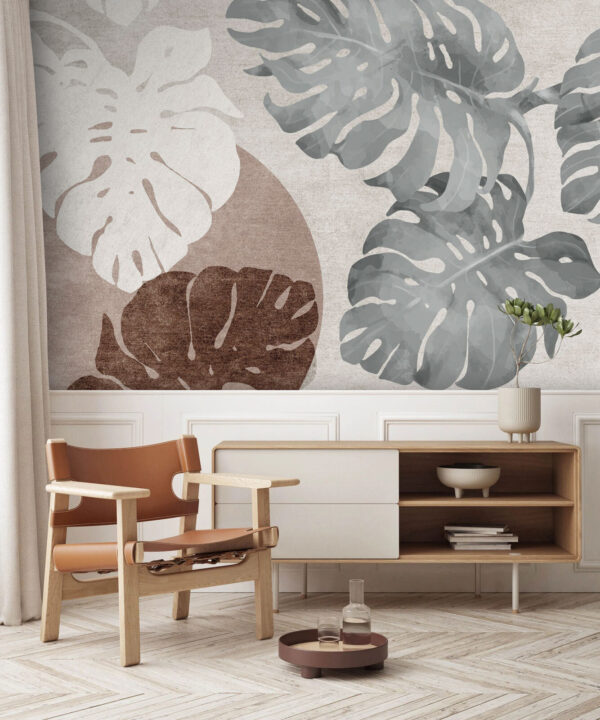 Fotomurales Fotomurales Elegante follaje en tonos monocromos (SKU: u74076)