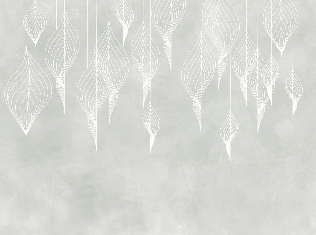 White line art of leaves