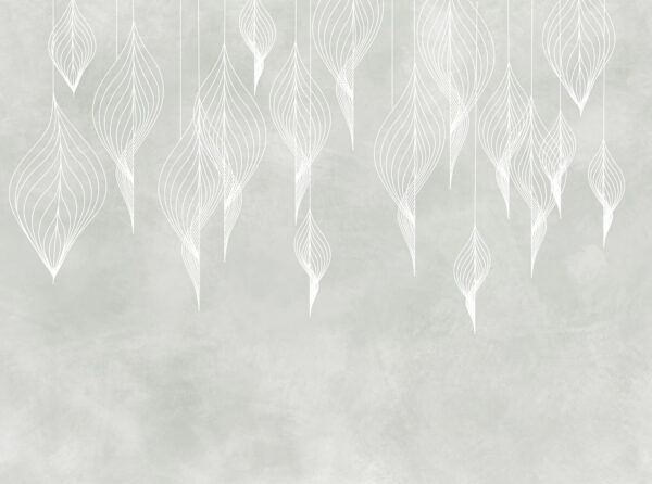 White line art of leaves