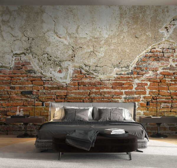 Pared de ladrillo con muro de cemento Pared de ladrillo con muro de cemento