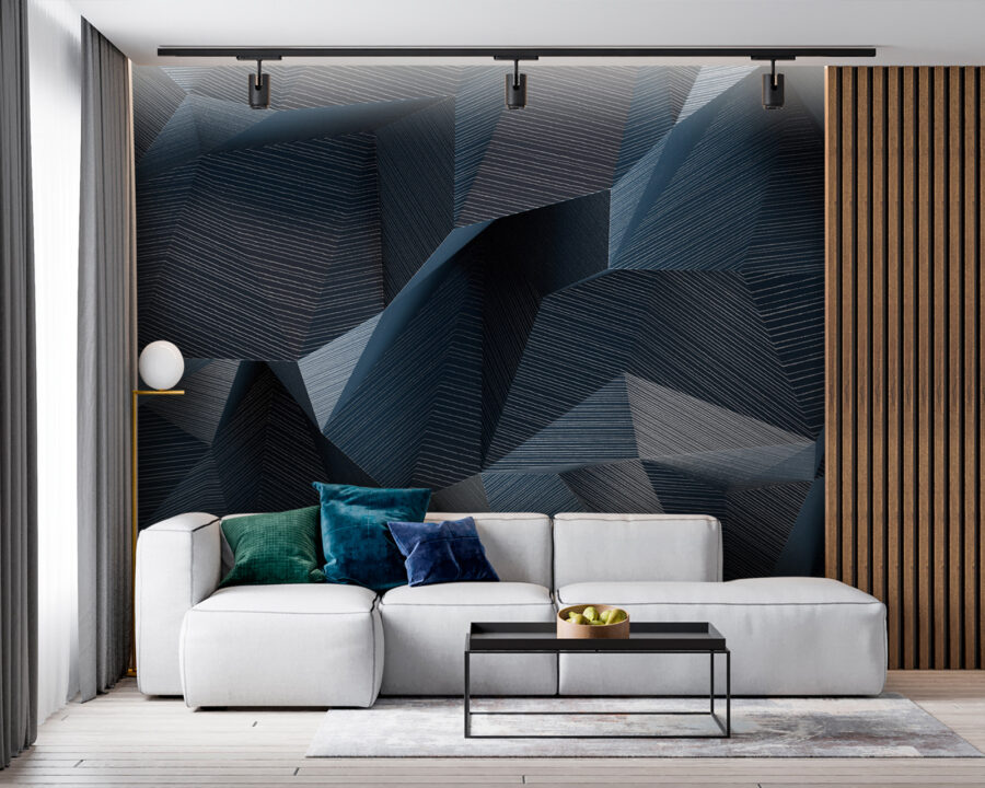 Ondas geométricas en tonos azules