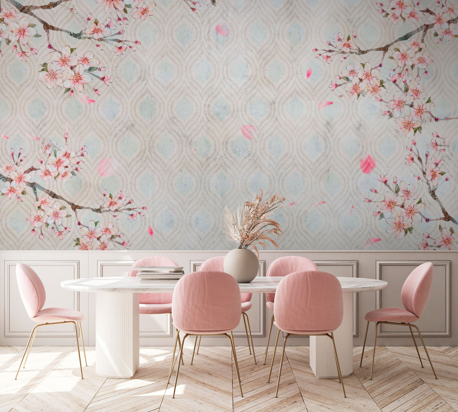 White and pink floral pattern