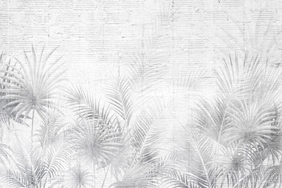 Fotomurales Fondo blanco y gris con hojas de palmera - Imagen 6