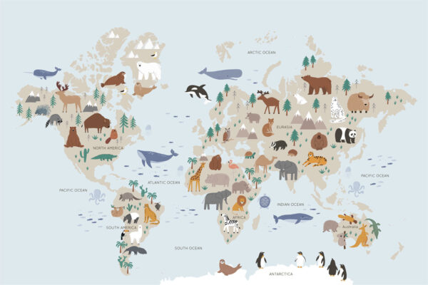 Mapa del mundo con animales Mapa del mundo con animales