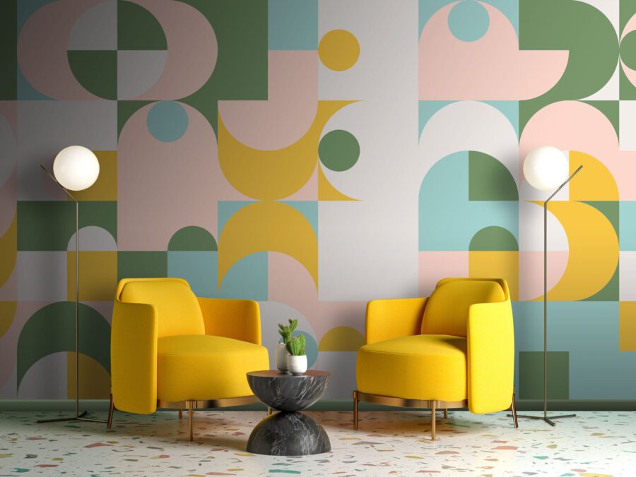 Estampado colorido con círculos y puntos