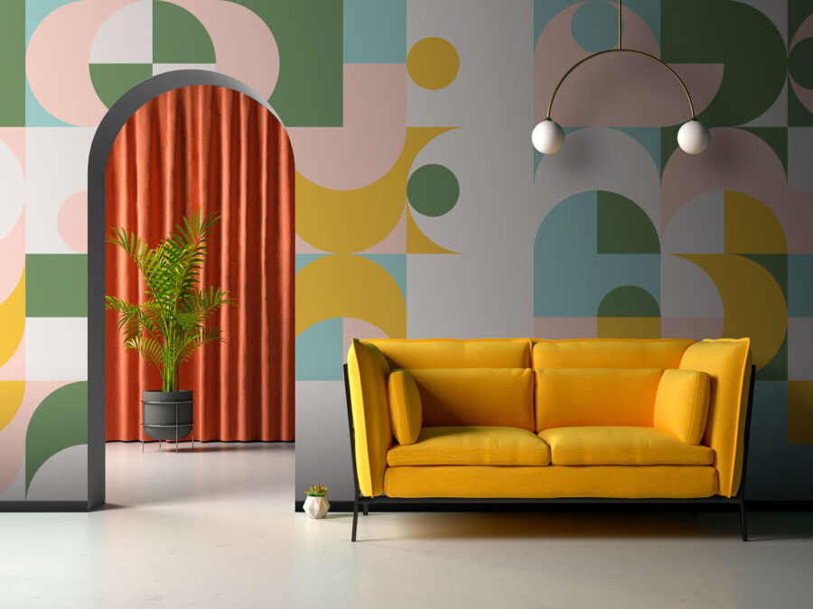 Estampado colorido con círculos y puntos