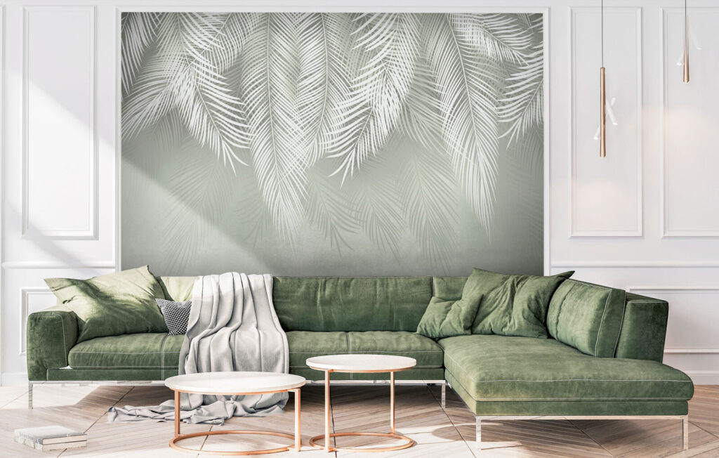 White leaves on a gray background