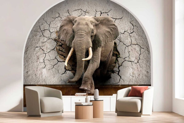 Un elefante atravesando un muro Un elefante atravesando un muro