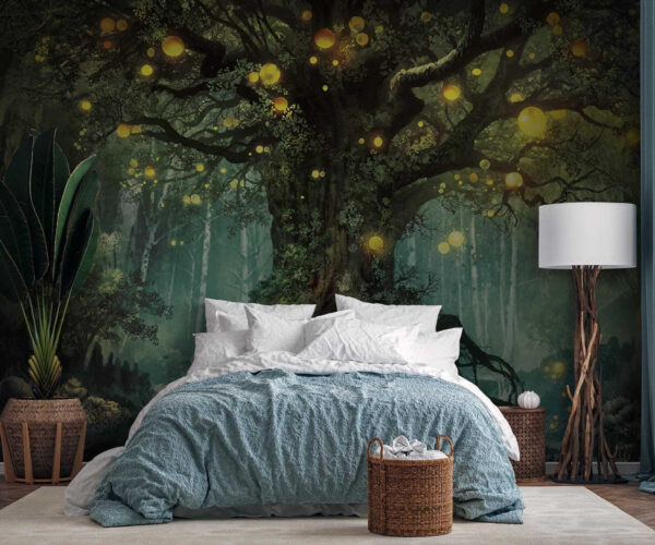 Pintura de un árbol con luces Pintura de un árbol con luces
