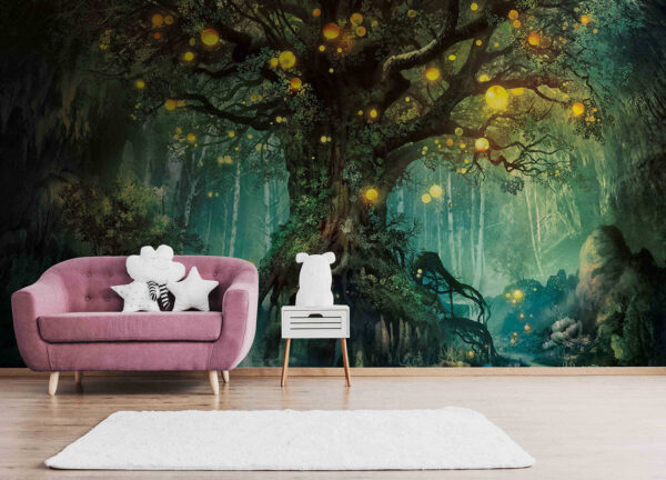 Pintura de un árbol con luces Pintura de un árbol con luces