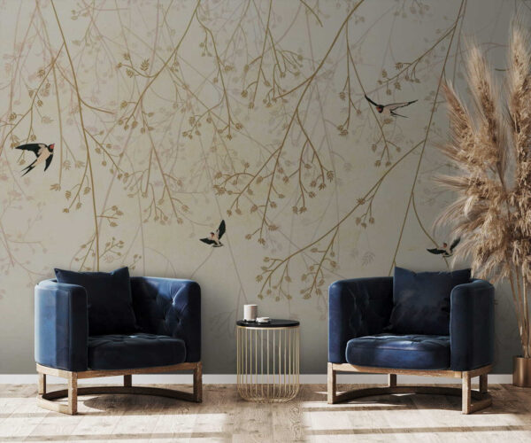 Fotomurales Fotomurales Pájaros volando en las ramas de un árbol (SKU: u79623)