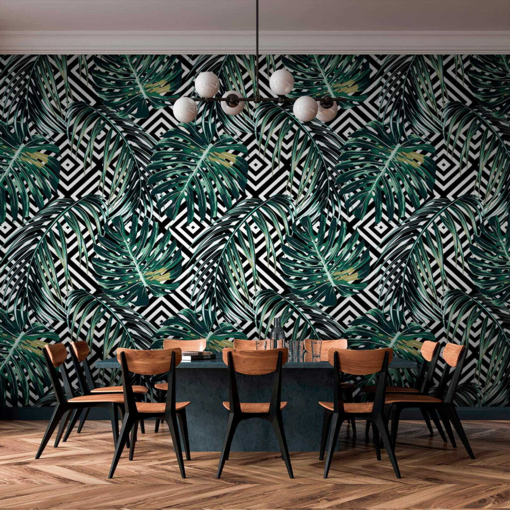 Patrón de hojas sobre fondo blanco y negro u79688piq1 1024x1024 - Patrón de hojas sobre fondo blanco y negro - tegory