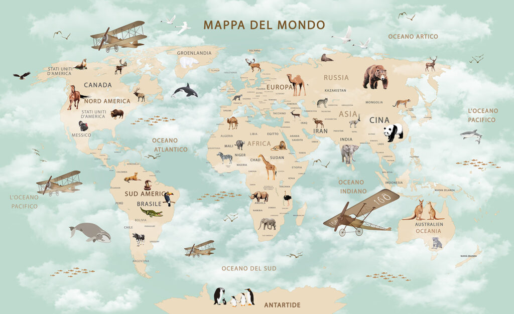 Mapa del mundo con animales Mapa del mundo con animales
