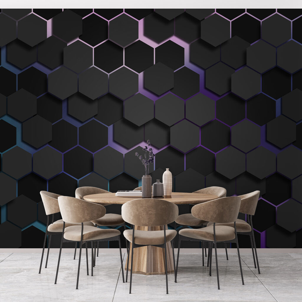 A group of black hexagons A group of black hexagons