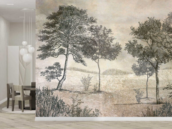 Dibujo de árboles en un campo Dibujo de árboles en un campo