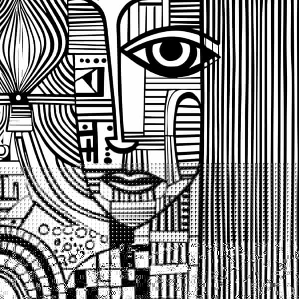 Dibujo en blanco y negro del rostro de una mujer Dibujo en blanco y negro del rostro de una mujer