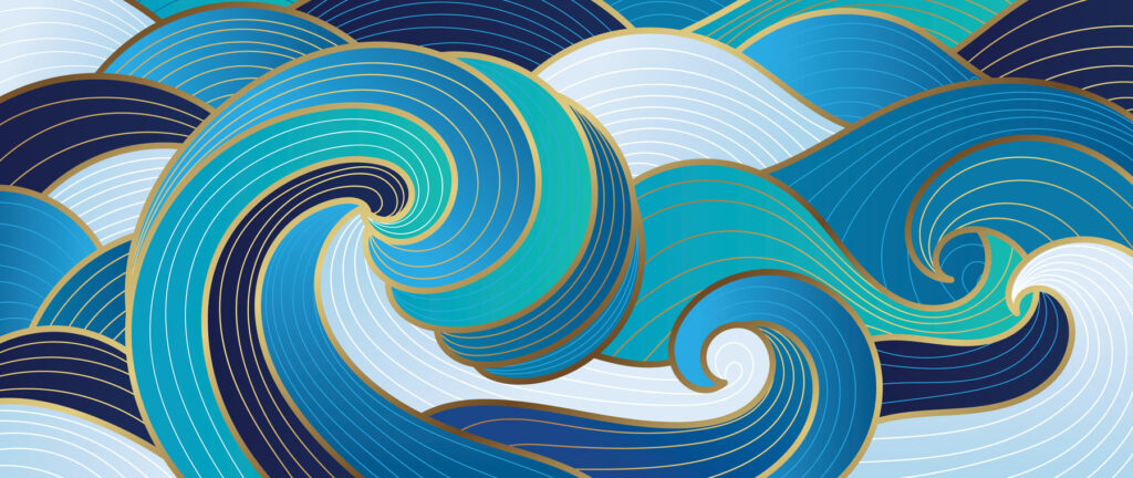 Un remolino de olas azules y blancas Un remolino de olas azules y blancas