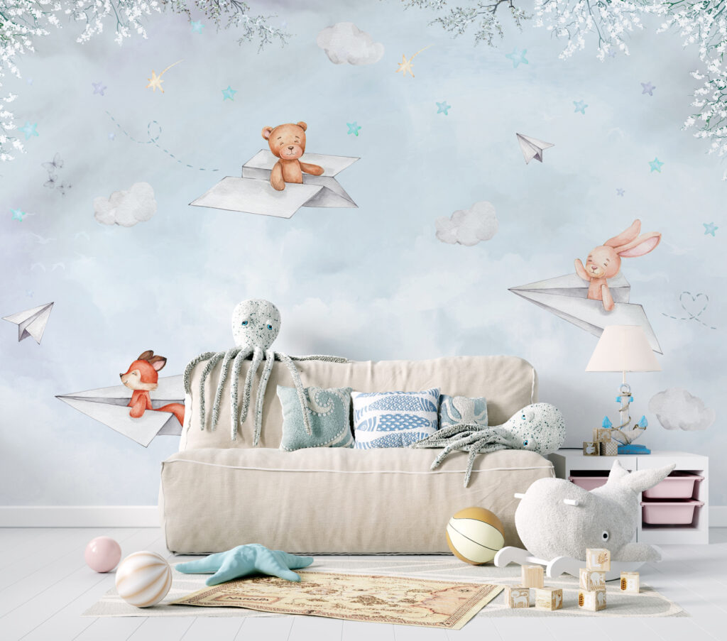 A paper planes and teddy bears