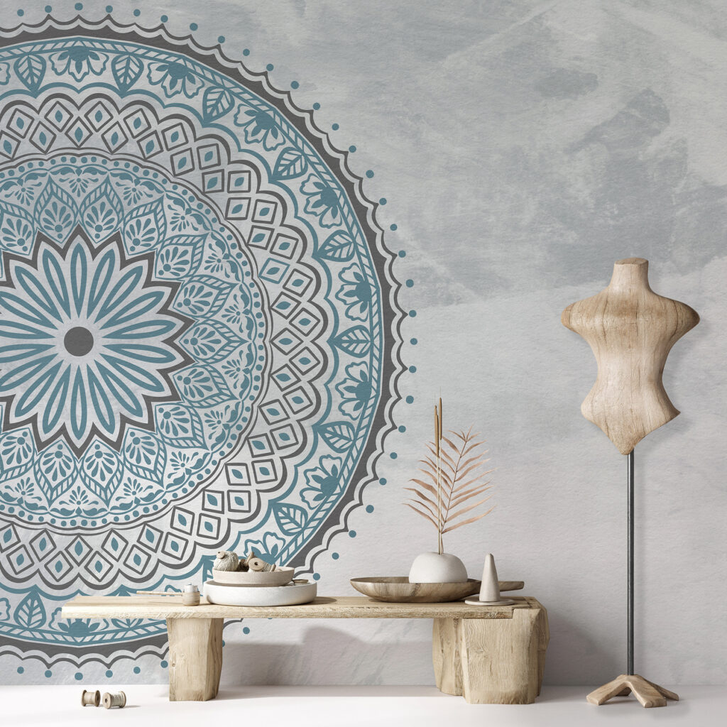 A blue and grey mandala