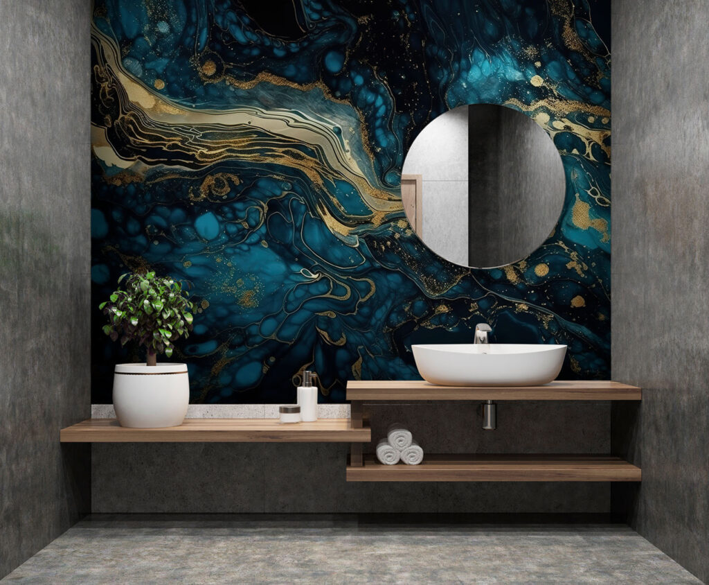 Azure currents embracing metallic hues