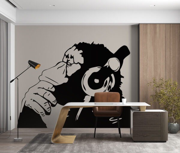 Un mono con auriculares Fotomurales Un mono con auriculares