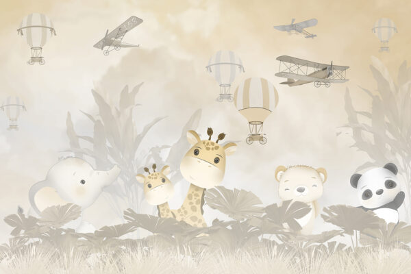 Un dibujo animado de animales en el aire Un dibujo animado de animales en el aire