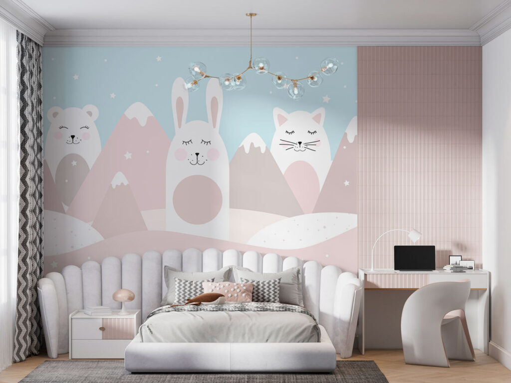 A group of animals in a landscape