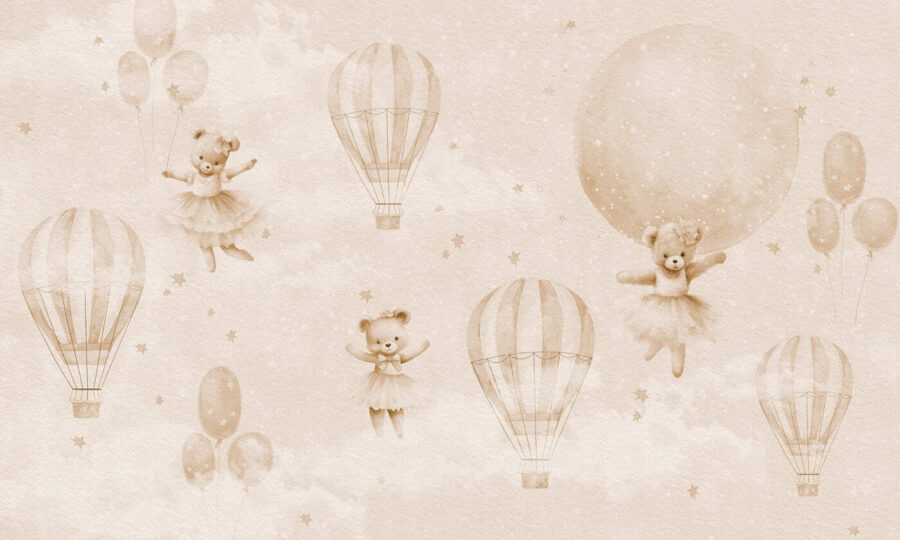 Fotomurales Un grupo de ositos de peluche y globos aerostáticos - Imagen 4