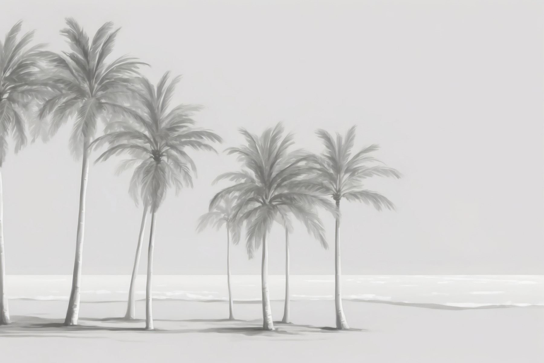 A group of palm trees on a beach