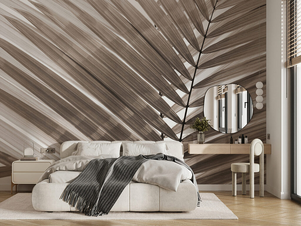 Elegant palm leaves in soft tones