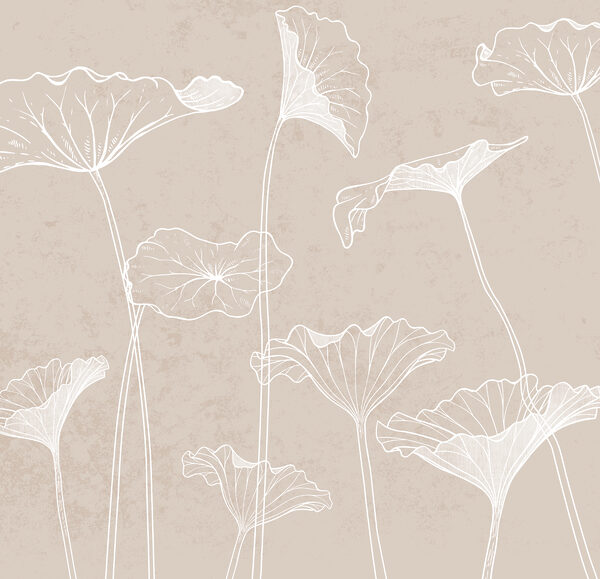 Un dibujo lineal blanco de flores Un dibujo lineal blanco de flores