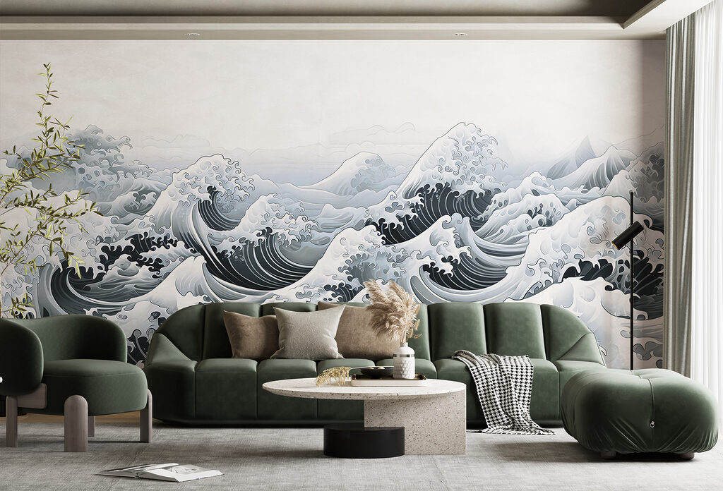 Waves in the ocean with waves