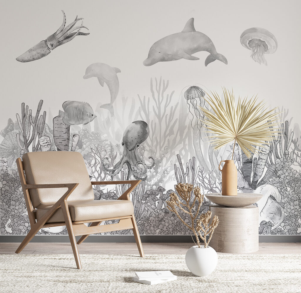 A sea life with fish and jellyfish A sea life with fish and jellyfish