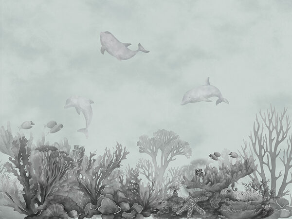 Un grupo de delfines nadando en el océano Un grupo de delfines nadando en el océano