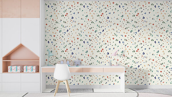 Unas pequeñas manchas de colores sobre fondo blanco Unas pequeñas manchas de colores sobre fondo blanco