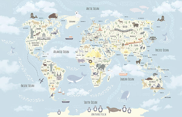 Un mapa del mundo con animales Un mapa del mundo con animales